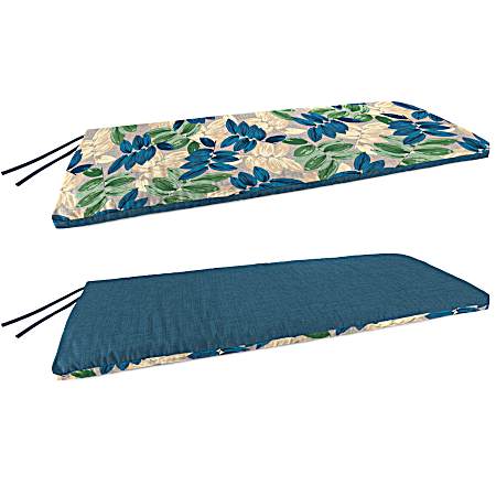 Blue/Green Leaf French Edge Bench Cushion