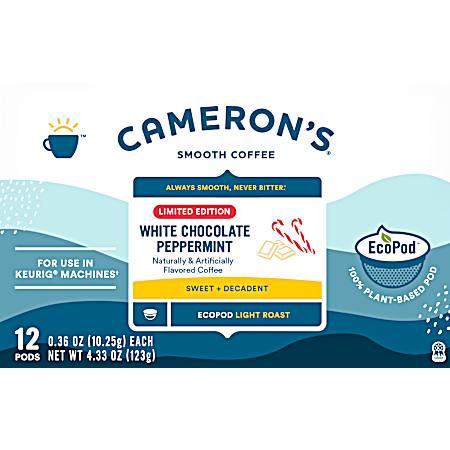 White Chocolate Peppermint Light Roast Coffee Pods - 12 Ct