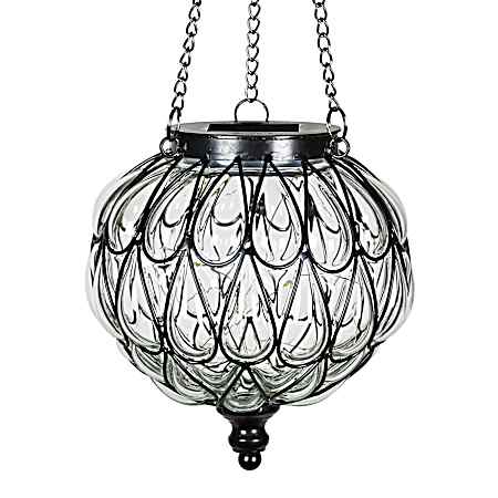 Clear Orb Glass Hanging Solar Lantern