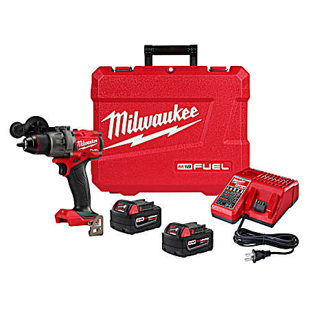 M18 FUEL 1/2 in 18V Brushless Cordless Lithium-Ion Hammer Drill/Driver Kit W/ Batteries