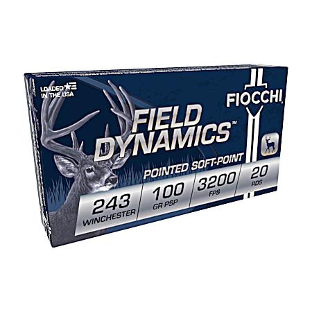 .243 Winchester Field Dynamics 100 Grain PSP Rifle Cartridges - 20 Rounds