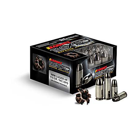 TAC-XPD Defense 9mm Luger +P 115gr Handgun Ammo - 20 Rounds