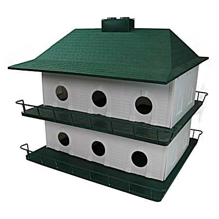 White & Green Plastic Purple Martin 12 Room House