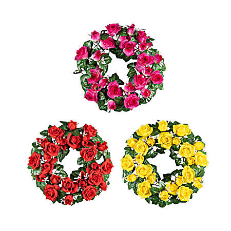16 in Rose/Rosebud Wreath - Assorted