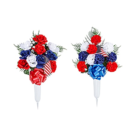 26 in. American Flag Memorial Vase - Assorted