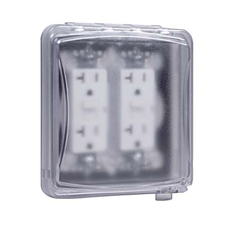 2-Gang Weatherproof Flip Cover, 55-in-1, Flat, Clear