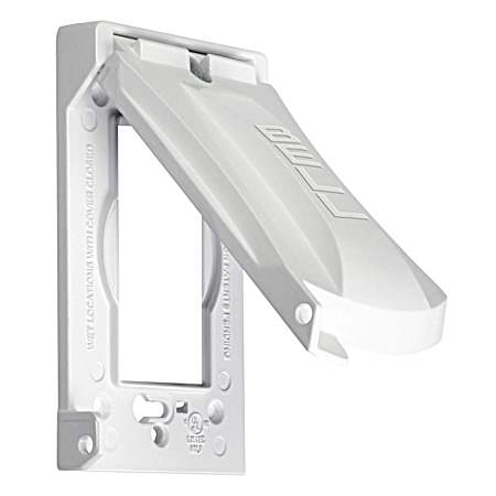 1-Gang Flip Weatherproof Cover, Vertical/Horizontal, 12-in-1, White