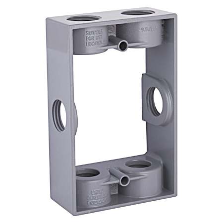 1-Gang Weatherproof Extension Adapter, Six 1/2 in. Threaded Outlets, Gray
