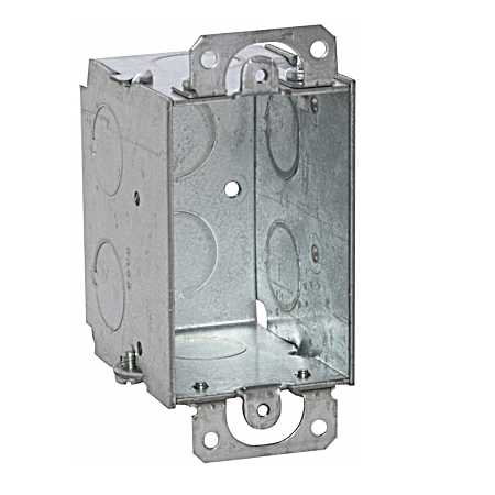 3 in. x 2 in. Switch Box, Gangable, 2 in. Deep, Eight 1/2 in. KO's, Plaster Ears