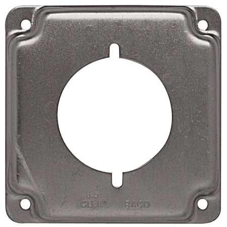 4 in. Square Cover, Exposed Work, 2.141 in. dia. 30-50A Receptacle