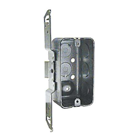 4 in. x 2 in. Handy Box, Drawn, 1-7/8 in. Deep, Eight 1/2 in. KO's, Raised Ground, TS Bracket