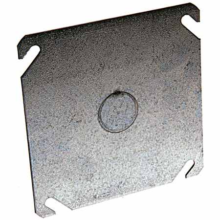 4 in. Square Cover, Flat with 1/2 in. center KO