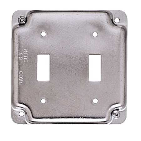 4 in. Square Cover, Exposed Work, 2-Toggle Switches