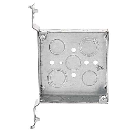 4 in. Square Box, 1-1/2 in. Deep with Nine 1/2 in. KO's and Five TKO's, FS, Flush Bracket