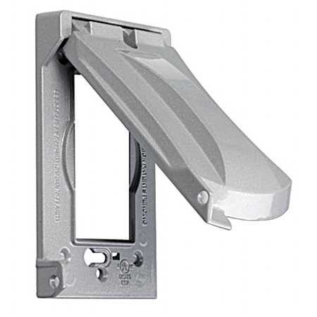 1-Gang Flip Weatherproof Cover, Vertical/Horizontal, 12-in-1, Gray