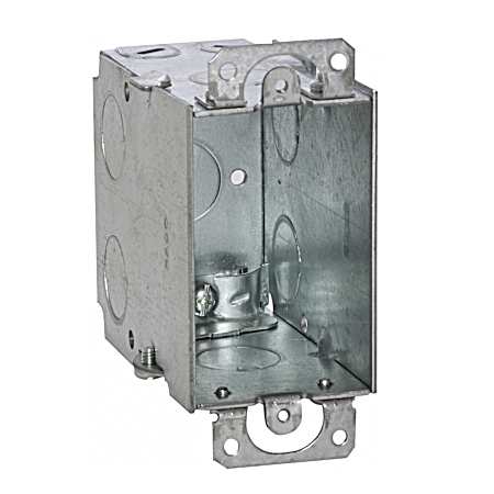 3 in x 2 in. Switch Box, Gangable, 3-1/2 in. Deep, Seven 1/2 in. KO's & NMSC Clamps, Plaster Ears