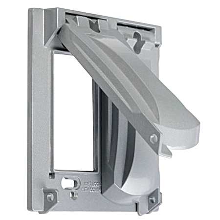 2-Gang Flip Weatherproof Cover, Vertical/Horizontal, 2-Device, 25-in-1, Gray