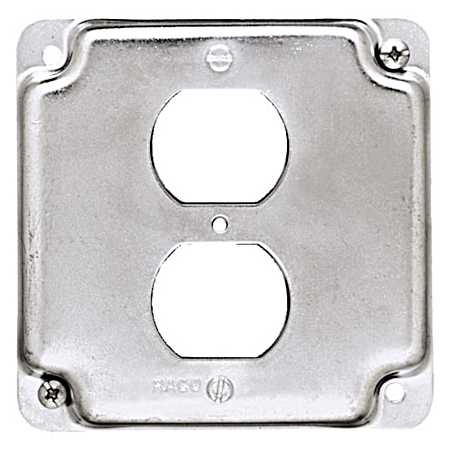 4 in. Square Cover, Exposed Work, Duplex