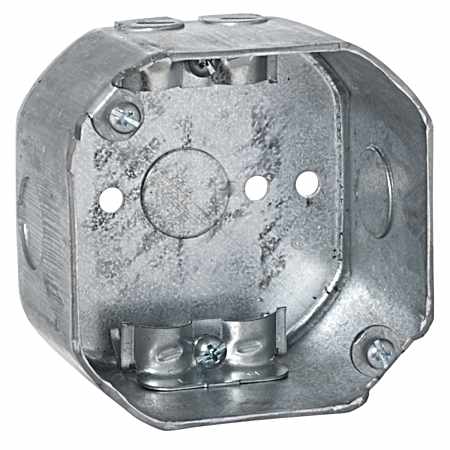 4 in. Octagon Box, Drawn, 2-1/8 in. Deep, Three 1/2 in. KO's & NMSC Clamps