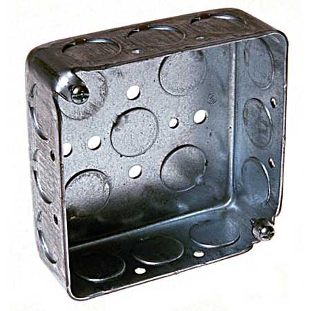 4 in. Square Box, Drawn, 1-1/2 in. Deep with Sixteen 1/2 in. KO's, Raised Ground
