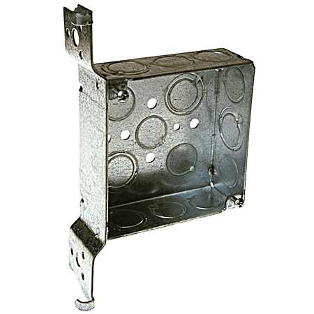 4 in. Square Box, Welded, 1-1/2 in. Deep, Nine 1/2 in. KO's & Five TKO's, Flush, FH Bracket
