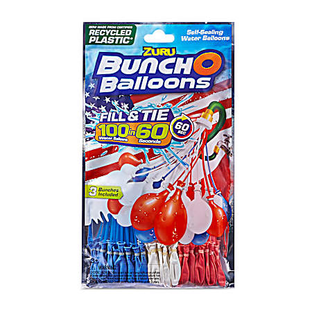 Bunch O Balloons Recycle Red-White-Blue Balloons - 3 Pk