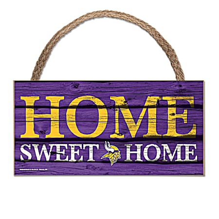 Minnesota Vikings 5 in x 10 in Home Sweet Home Wood Sign w/ Rope