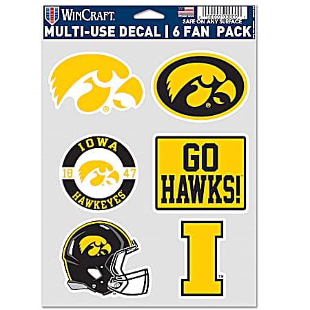 Iowa Hawkeyes Multi-Use Fan Decals - 6 Pk