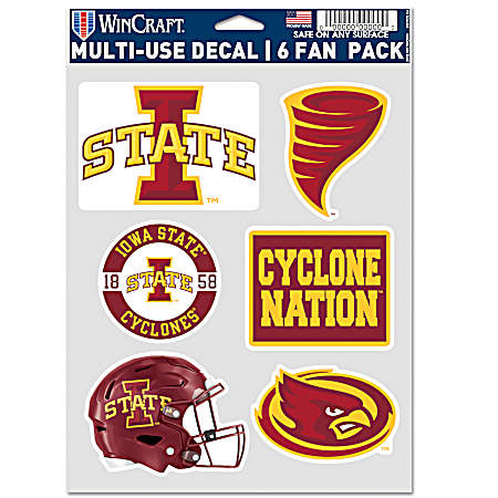 Iowa State Cyclones Multi-Use Fan Decals - 6 Pk