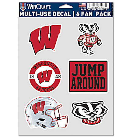 Wisconsin Badgers Multi-Use Fan Decals - 6 Pk
