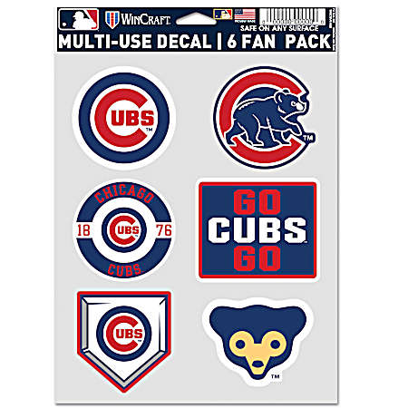 Chicago Cubs Multi-Use Fan Decals - 6 Pk