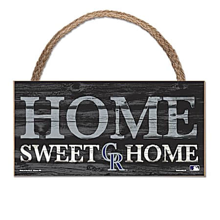 Colorado Rockies 5 in x 10 in Home Sweet Home Wood Sign w/ Rope
