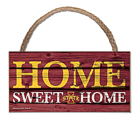 Iowa State Cyclones 5 in x 10 in Home Sweet Home Wood Sign w/ Rope