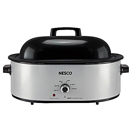 18 qt Black/Silver Stainless Steel Porcelain Roaster Oven
