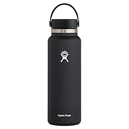 Black 40 oz Wide Flex Cap Flask