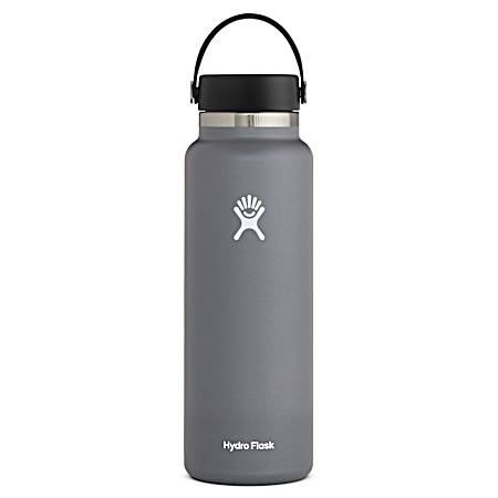 Hydro Flask W40BTS010 Wide Mouth Bottle, 40 Oz Capacity, Stainless Steel, Stone, Powdered