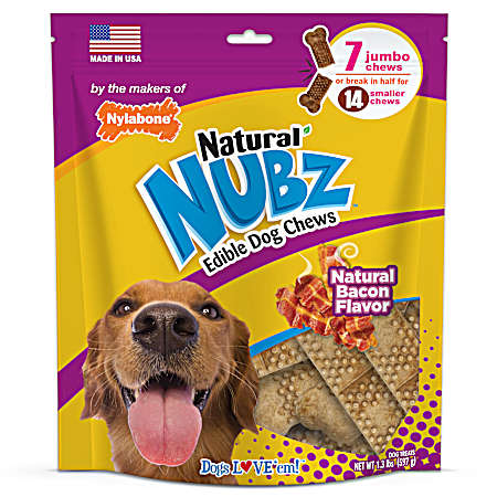 Nylabone Nubz Bacon Dental Chewy Dog Treats - 1.3lb/7ct