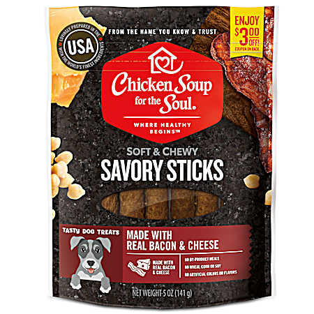 Savory Sticks Bacon & Cheese Dog Treats, 5 oz