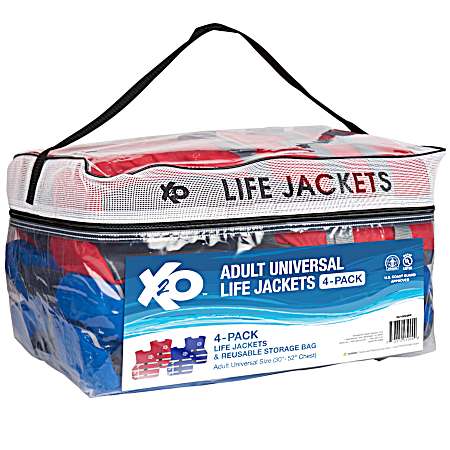 Adult 3-Buckle Universal Life Vest - 4 Pk