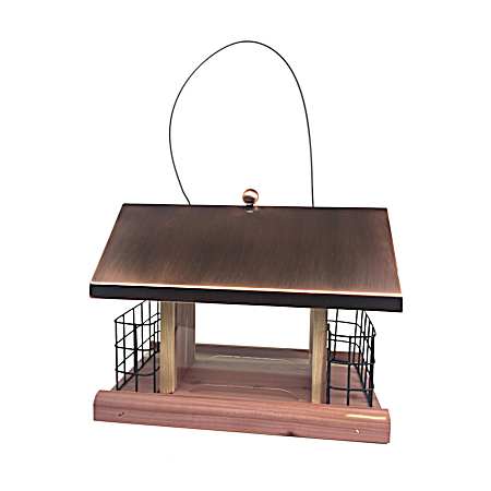 Decorative Weatherproof Copper & Cedar Wild Bird Feeder
