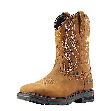 Men's Distressed Brown Sierra Shock Shield Work Boots