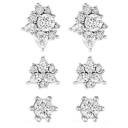 Triple Play Crystal Post Earrings