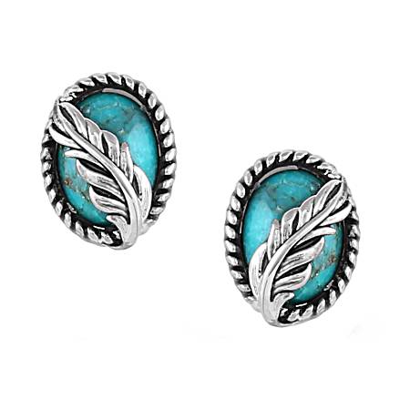 World's Feather Turquoise Post Earrings