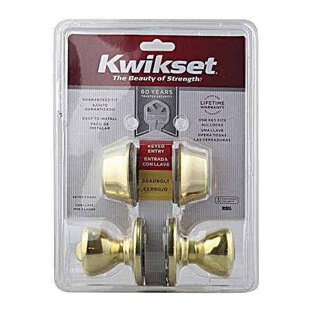 Tylo Entry Door Knob & Deadbolt - Polished Brass