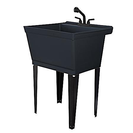 19 gal Standard Black Utility Tub Kit w/ Black Pull-Out Faucet
