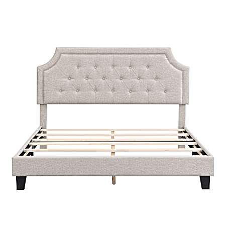 Queen Grey Chenille Upholstered Bed Frame