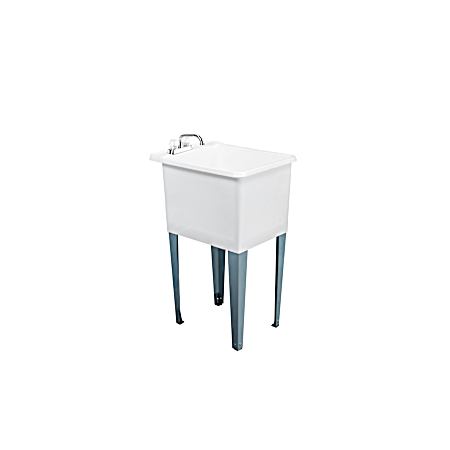 16 gal Narrow White Utility Tub Kit w/ Two-Handle Chrome Faucet