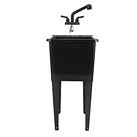 16 gal Narrow Black Utility Tub Kit w/ Pull-Out Faucet