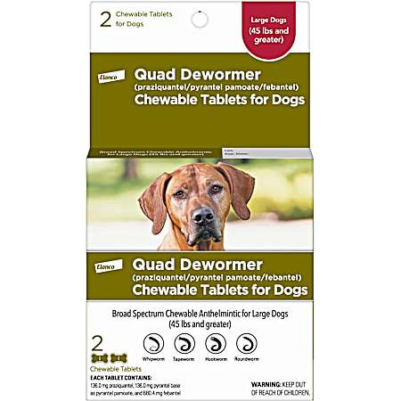 136 mg Large Dogs Quad Dewormer - 2 Pk