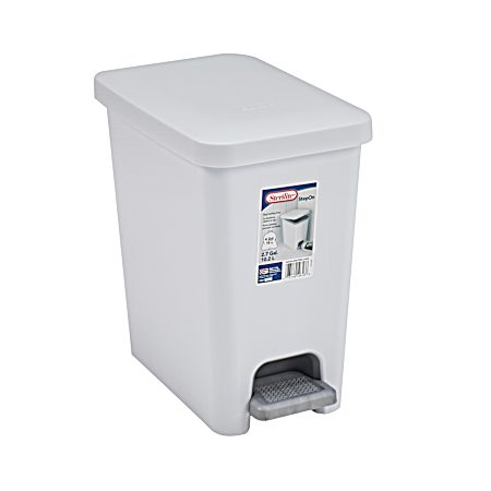 2.7 gal White Rectangular StepOn Wastebasket